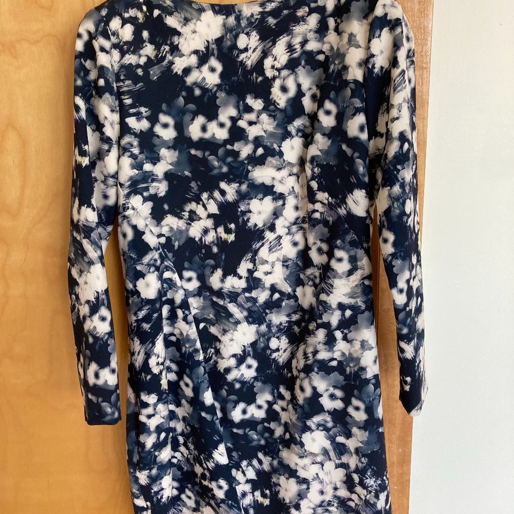 Abstract floral, long sleeved Zara shift dress